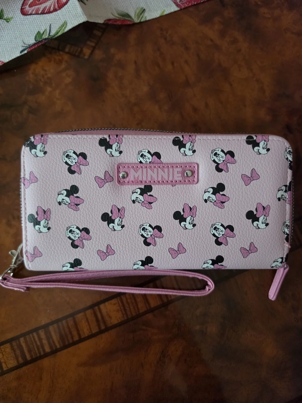 Minnie Mouse Pink Wristlet Wallet with Bow Print